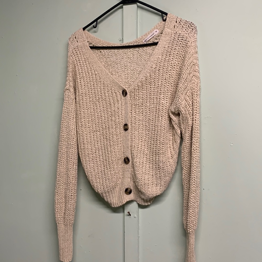 cropped tan Cardigan